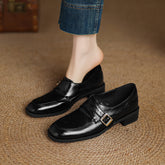 Low Heel Plus Size Buckle Litchi Pattern Shoes